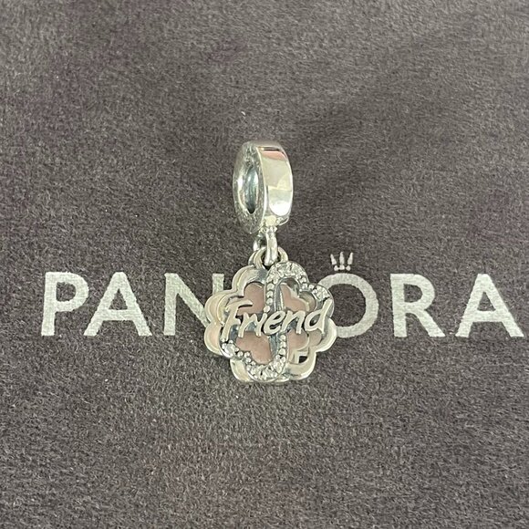 Pandora Four-leaf Clover Friendship Double Dangle Charm - Picture 3 of 5